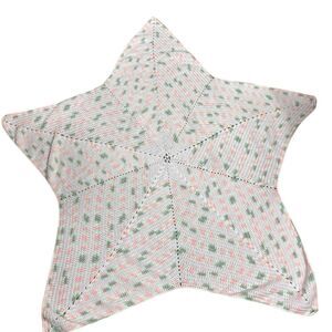 Pink Gray White Crochet Knit Star Shape Baby Blanket Handmade New